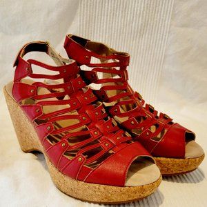 Sexy Red Gladiator Lilian Wedge Platform Sandal by JBU Jambu Size 8